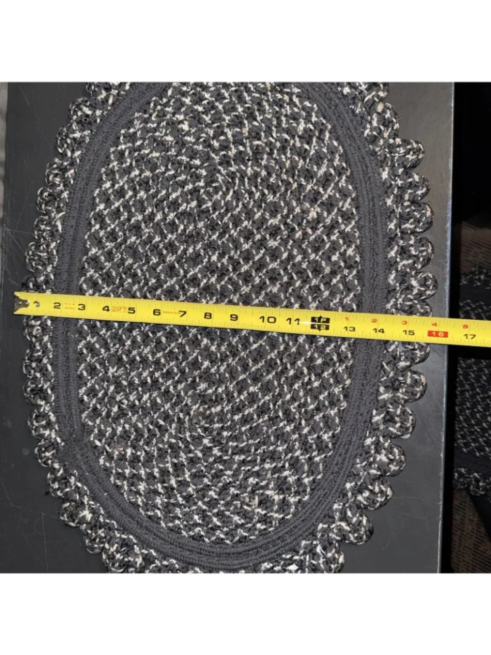 2 Oval Braided Cotton Rug Carpet Placemat Runner Centerpiece Rustic Gray White